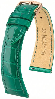 correa de cuero Hirsch London L 04207040-7, verde, piel de aligátor, longitud L, Quick Release