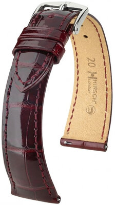 correa de cuero Hirsch London L 04207060-2, rojo, piel de aligátor, longitud L, Quick Release