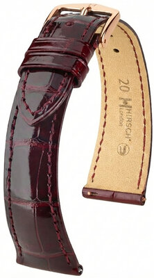 Correa de cuero Hirsch London L 04207060-7, rojo, piel de aligátor, longitud L, Quick Release