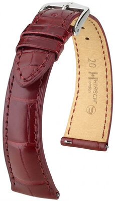 Correa de cuero Hirsch London L 04207069-2, rojo, piel de aligátor, longitud L, Quick Release