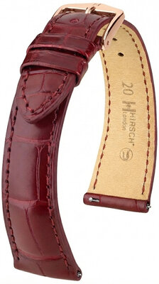 correa de cuero Hirsch London L 04207069-7, rojo, piel de aligátor, longitud L, Quick Release