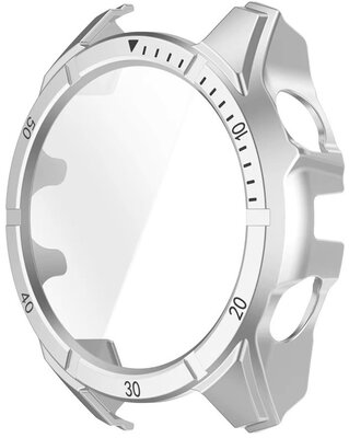Funda protectora (pro Garmin Fenix 8 AMOLED, 47mm), plástico, plateado + cristal