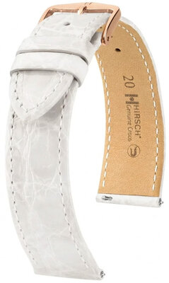Correa de piel Hirsch Genuine Croco 01808100-7, blanco, piel de cocodrilo, Quick Release