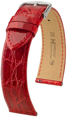 Correa de piel Hirsch Genuine Croco 01808120-2, rojo, piel de cocodrilo, Quick Release