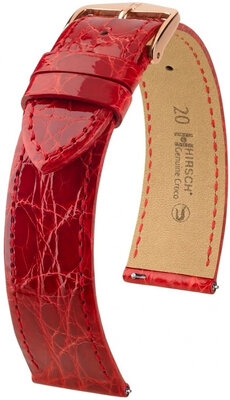Correa de piel Hirsch Genuine Croco 01808120-7, rojo, piel de cocodrilo, Quick Release