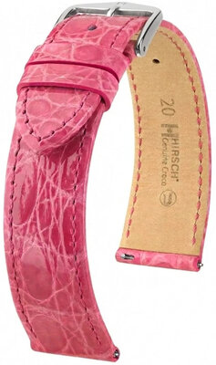 correa de cuero Hirsch Genuine Croco L 01808025-2, rosa, piel de cocodrilo, longitud L, Quick Release