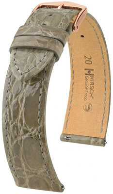 correa de cuero Hirsch Genuine Croco L 01808030-7, gris, piel de cocodrilo, longitud L, Quick Release