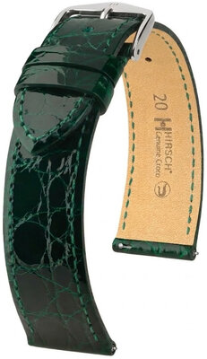 correa de cuero Hirsch Genuine Croco L 01808040-2, verde, piel de cocodrilo, longitud L, Quick Release