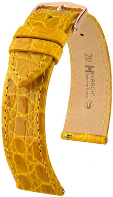 correa de cuero Hirsch Genuine Croco L 01808072-7, amarillo, piel de cocodrilo, longitud L, Quick Release