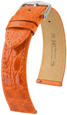 correa de cuero Hirsch Genuine Croco L 01808076-2, naranja, piel de cocodrilo, longitud L, Quick Release