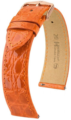 correa de cuero Hirsch Genuine Croco L 01808076-7, naranja, piel de cocodrilo, longitud L, Quick Release