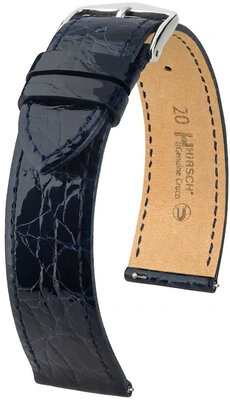 correa de cuero Hirsch Genuine Croco L 01808080-2, azul, piel de cocodrilo, longitud L, Quick Release