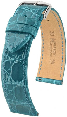 correa de cuero Hirsch Genuine Croco L 01808083-2, azul, piel de cocodrilo, longitud L, Quick Release