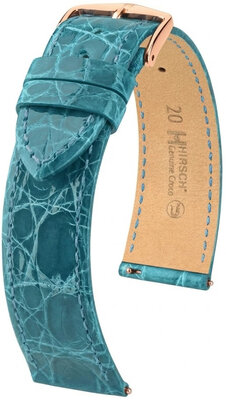 correa de cuero Hirsch Genuine Croco L 01808083-7, azul, piel de cocodrilo, longitud L, Quick Release