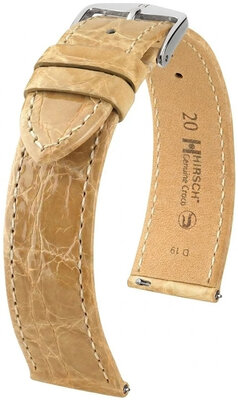 correa de cuero Hirsch Genuine Croco L 01808090-2, beige, piel de cocodrilo, longitud L, Quick Release