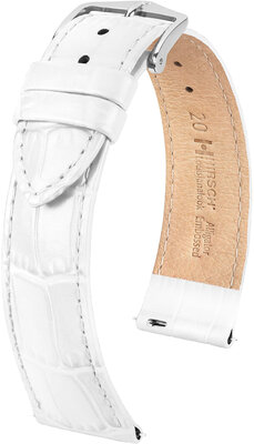 Correa de cuero Hirsch Louisianalook L 03427000-2, blanco, piel de ternero, largo L, Quick Release