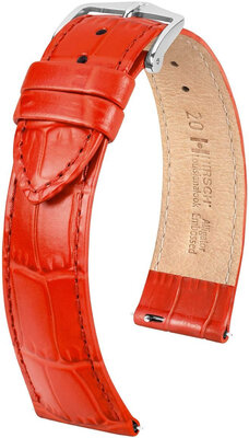 Correa de cuero Hirsch Louisianalook L 03427020-2, rojo, piel de ternero, largo L, Quick Release