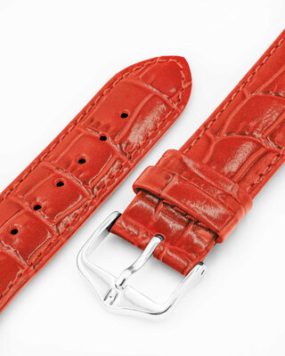 Correa de cuero Hirsch Louisianalook L 03427020-2, rojo, piel de ternero, largo L, Quick Release
