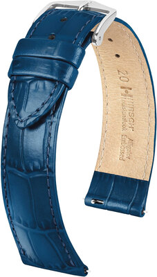 Correa de cuero Hirsch Louisianalook L 03427080-2, azul, piel de ternero, largo L, Quick Release