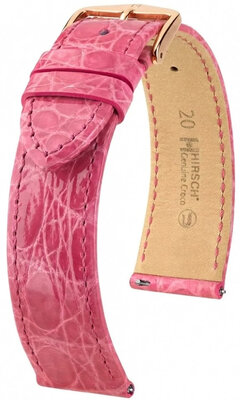Correa de piel Hirsch Genuine Croco 01808125-7, rosa, piel de cocodrilo, Quick Release