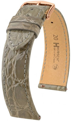 Correa de piel Hirsch Genuine Croco 01808130-7, gris, piel de cocodrilo, Quick Release