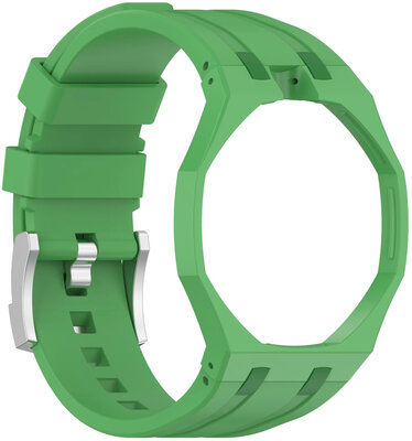 correa de silicona Ricardo Pinzolo (para Swatch Royal Pop), Green, con estuche, corona a las 12h