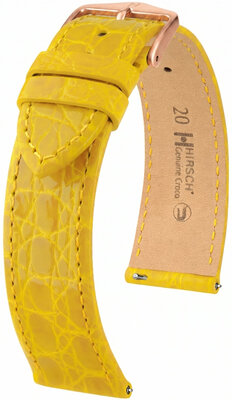 Correa de piel Hirsch Genuine Croco 01808172-7, amarillo, piel de cocodrilo, Quick Release