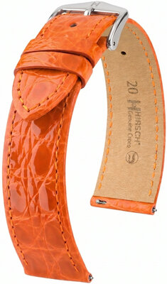 Correa de piel Hirsch Genuine Croco 01808176-2, naranja, piel de cocodrilo, Quick Release