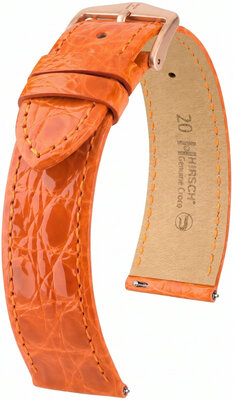Correa de piel Hirsch Genuine Croco 01808176-7, naranja, piel de cocodrilo, Quick Release