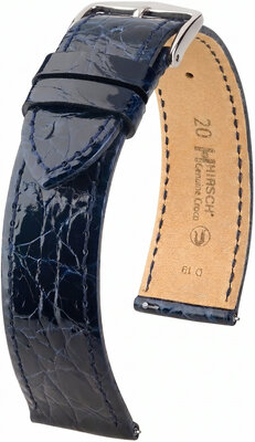 Correa de piel Hirsch Genuine Croco 01808180-2, azul, piel de cocodrilo, Quick Release