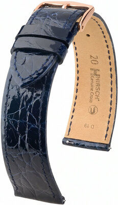 Correa de piel Hirsch Genuine Croco 01808180-7, azul, piel de cocodrilo, Quick Release