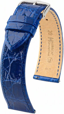 Correa de piel Hirsch Genuine Croco 01808185-2, azul, piel de cocodrilo, Quick Release