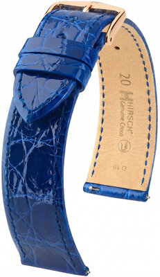 Correa de piel Hirsch Genuine Croco 01808185-7, azul, piel de cocodrilo, Quick Release
