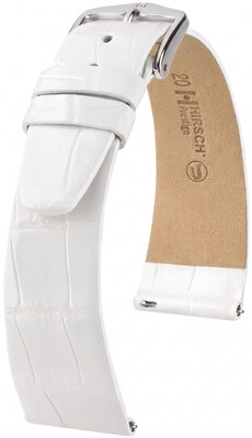 Correa de piel Hirsch Prestige 02207100-2, blanco, piel de aligátor, Quick Release