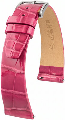 Correa de piel Hirsch Prestige 02207124-2, rosa, piel de aligátor, Quick Release