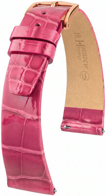Correa de piel Hirsch Prestige 02207124-7, rosa, piel de aligátor, Quick Release