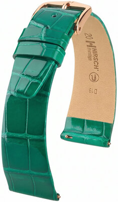 Correa de piel Hirsch Prestige 02207140-7, verde, piel de aligátor, Quick Release