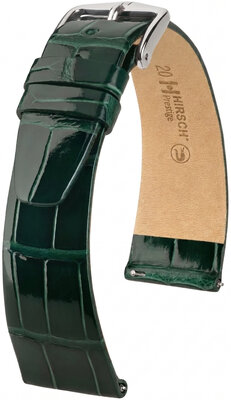 Correa de piel Hirsch Prestige 02207141-2, verde, piel de aligátor, Quick Release