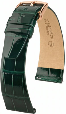 Correa de piel Hirsch Prestige 02207141-7, verde, piel de aligátor, Quick Release
