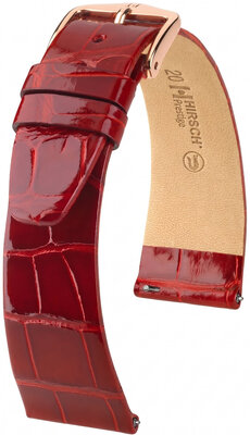 Correa de cuero Hirsch Prestige L 02207020-7, rojo, piel de aligátor, longitud L, Quick Release