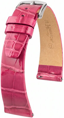 Correa de cuero Hirsch Prestige L 02207024-2, rosa, piel de aligátor, longitud L, Quick Release