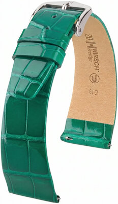 Correa de cuero Hirsch Prestige L 02207040-2, verde, piel de aligátor, longitud L, Quick Release