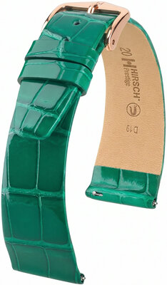 Correa de cuero Hirsch Prestige L 02207040-7, verde, piel de aligátor, longitud L, Quick Release