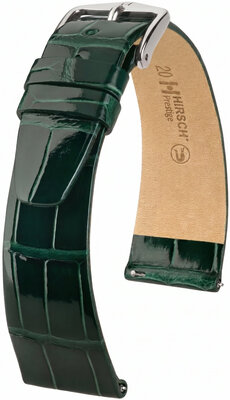 Correa de cuero Hirsch Prestige L 02207041-2, verde, piel de aligátor, longitud L, Quick Release