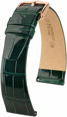 Correa de cuero Hirsch Prestige L 02207041-7, verde, piel de aligátor, longitud L, Quick Release