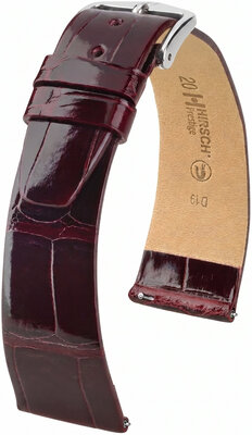 correa de cuero Hirsch Prestige L 02207060-2, rojo, piel de aligátor, longitud L, Quick Release