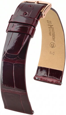 correa de cuero Hirsch Prestige L 02207060-7, rojo, piel de aligátor, longitud L, Quick Release