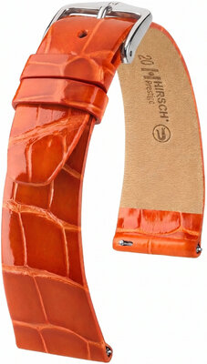 correa de cuero Hirsch Prestige L 02207077-2, naranja, piel de aligátor, longitud L, Quick Release