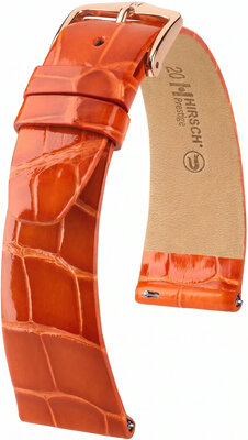 correa de cuero Hirsch Prestige L 02207077-7, naranja, piel de aligátor, longitud L, Quick Release