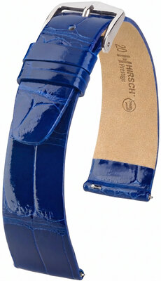 Correa de cuero Hirsch Prestige L 02207082-2, azul, piel de aligátor, longitud L, Quick Release